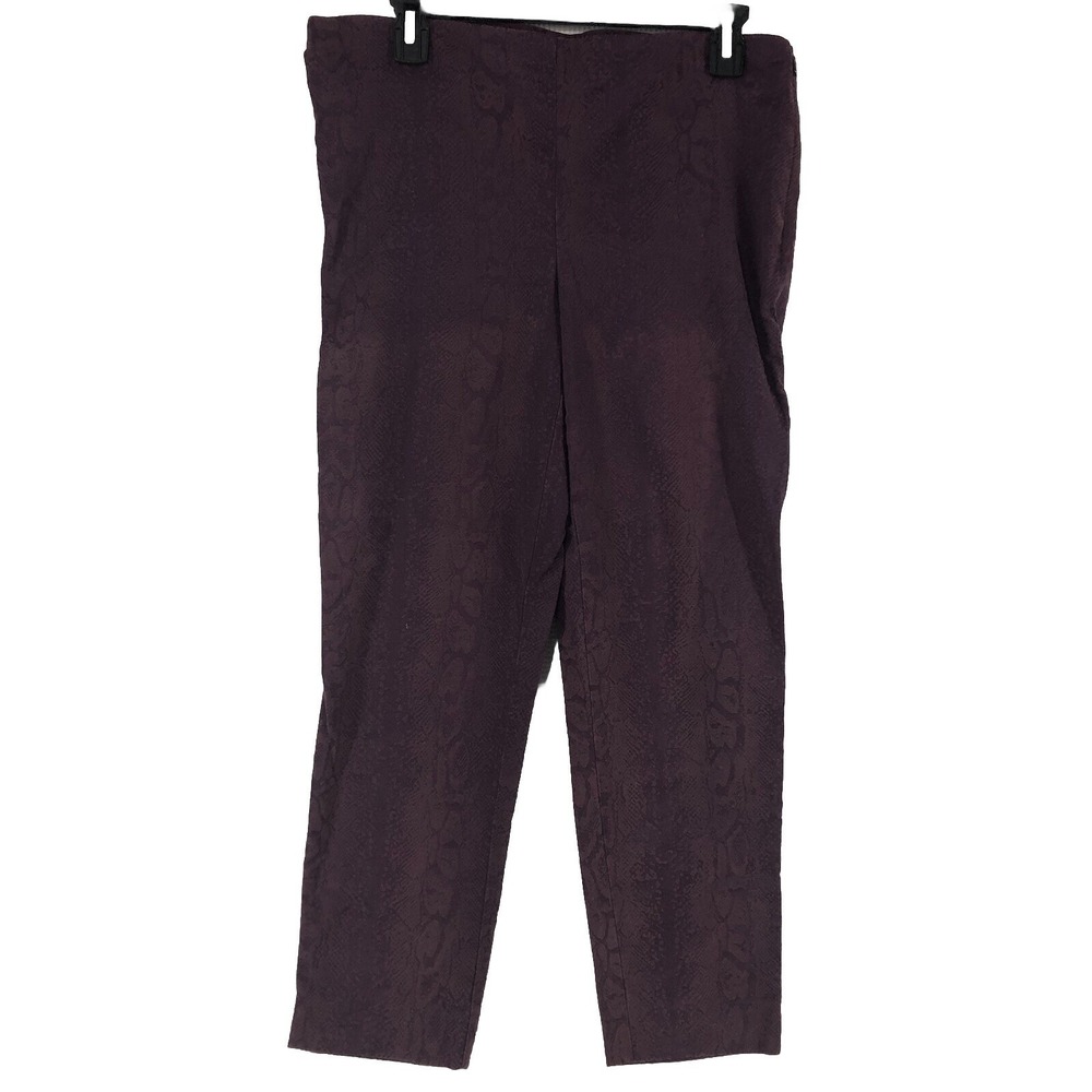 Attyre ankle pants womens 10 purple snake print pull on stretch New‎ York